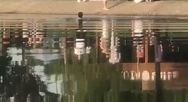 Bursa'da havalar ısınınca çocuklar çareyi süs havuzunda buldu