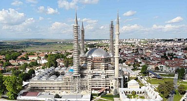 Edirne Selimiye Camii'nde restorasyon çalışmaları sürüyor