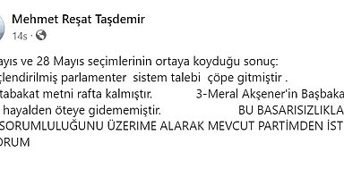 İYİ Partili Taşdemir: "Akşener'in başbakanlık talebi hayalden öteye gidememiştir"