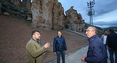 Meram Dere'nin peri bacaları Kızlar Kayası turizme kazandırılıyor