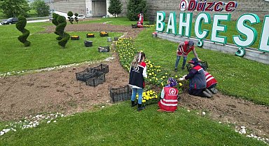 Rengarenk çiçekler toprakla buluştu