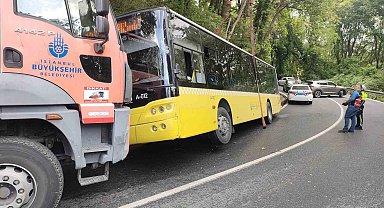 Sarıyer'de facianın eşiğinden dönüldü: Yolcu bulunan İETT otobüsü kaza yaptı