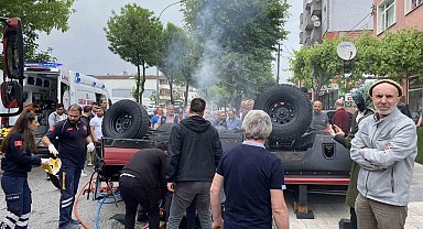 Takla atan off-road aracını görenler bölgeye koştu