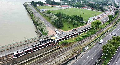 26 kişinin yaralandığı tramvay kazası havadan görüntülendi