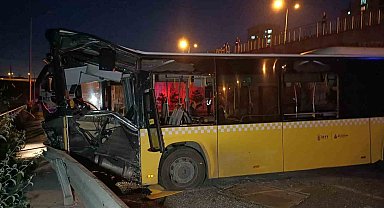 Başakşehir'de İETT otobüsü 7 metre yükseklikten alt yola düştü: 1 yaralı