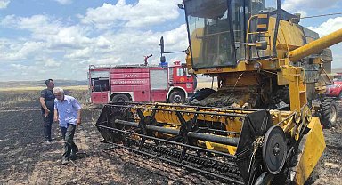 Biçerdöver yangınında arpa ekili 25 dönüm tarla zarar gördü