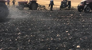 Biçerdöverden çıkan yangın 100 dönümlük buğday tarlasını küle çevirdi