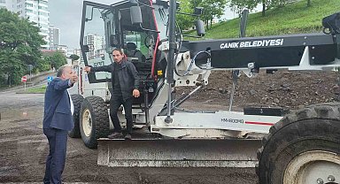 Canik'te yağmurla mücadele