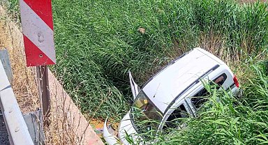Diyarbakır'da hafif ticari araç yol kenarına savruldu: 1 yaralı