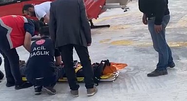 Hayvanın tepmesi sonucu ayağı kırılan şahıs için helikopter havalandı