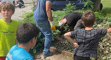 Marmaris'te belediye ekipleri yavru kediyi kurtardı