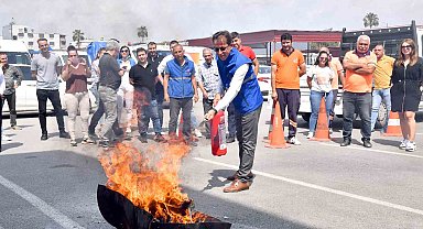 Mersin'de belediye personeline yangın ve kurtarma tatbikatı