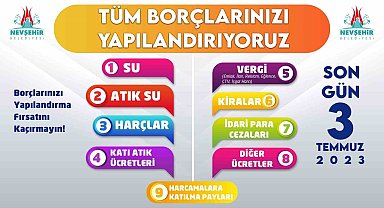 Nevşehir Belediyesinden yapılandırma uyarısı