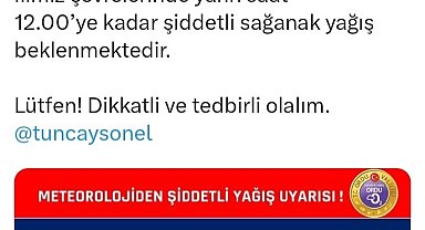 Ordu için çok kuvvetli ve şiddetli sağanak uyarısı