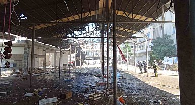 Ordu'da yıkımı süren işyerinde çıkan yangın söndürüldü