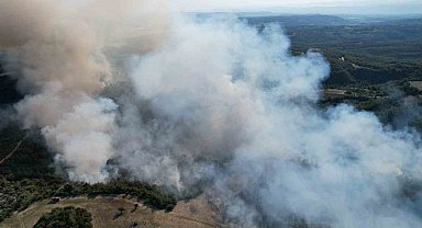 Ormanlık alandaki yangına havadan ve karadan müdahale sürüyor