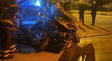 Otobüsle çarpışan otomobilin sürücüsü 203 promil alkollü çıktı