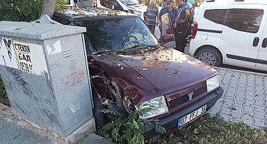 Otomobil önce kaldırılma ardından ağaca çarptı: 1 yaralı