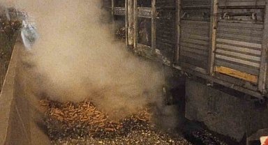 Otoyolda kamyon yangını