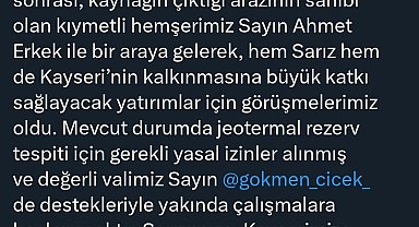 Özdemir'den Sarız'a 'jeotermal' müjdesi