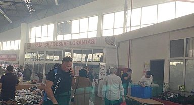 Pazar yerinde yangın paniği, bir anda ortalık karıştı