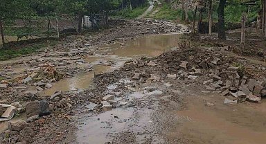 Sel kaldırım taşlarını yerinden söktü