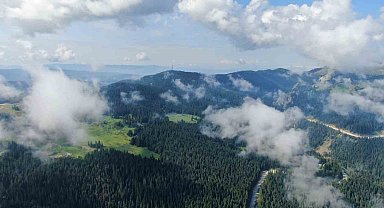 Sis bulutları ile kaplanan Ilgaz Dağı'nda mest eden görüntüler