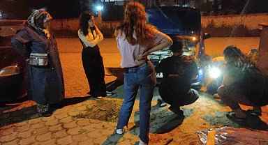 Tampona sıkışan yavru köpek itfaiye ekiplerince kurtarıldı