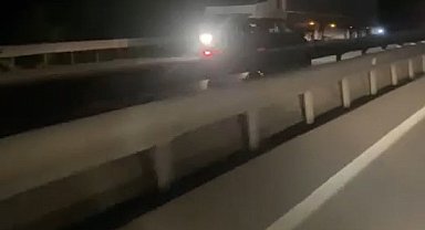 Yalova'da kara yolunda ters şeritte ilerleyen otomobil korku saçtı