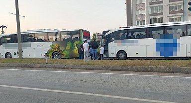Yolcu otobüslerinin karıştığı kaza ucuz atlatıldı