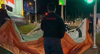 35 metre yükseklikteki yapıta çıkan alkollü şahıs ekiplere zor anlar yaşattı