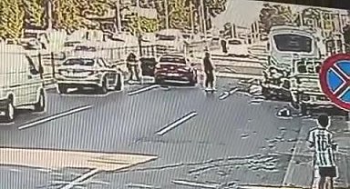 4 aracın karıştığı zincirleme kazanın görüntüleri ortaya çıktı