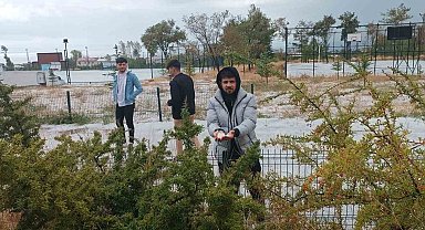 Adilcevaz'da dolu yağışı çevreyi beyaza bürüdü