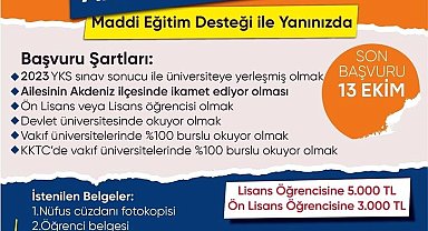 Akdeniz'de eğitim desteği başvuruları başladı