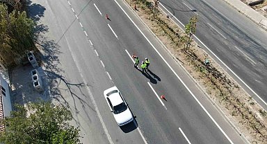 Aksaray'da polis trafiği helikopterle havadan denetledi