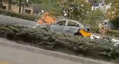 Ankara'da taksi alev topuna döndü