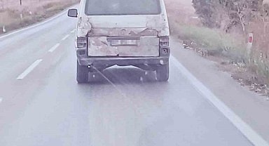 Arka lambaları kırık minibüsün yolculuğu tepki çekti