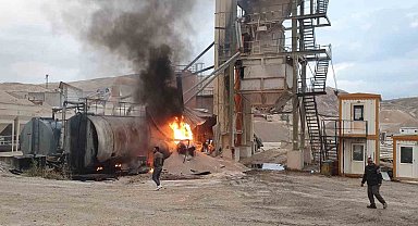 Asfalt şantiyesinde korkutan yangın