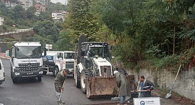 Canik'te sağanak yağışa karşı yoğun çalışma