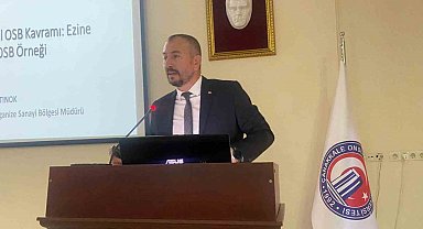 ÇOMÜ'deki Çalıştay'da Ezine Gıda OSB Müdürü Altınok'tan sunum