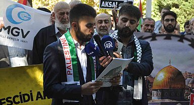 Cuma namazı sonrası Filistin'de can verenler için basın açıklaması yapıldı