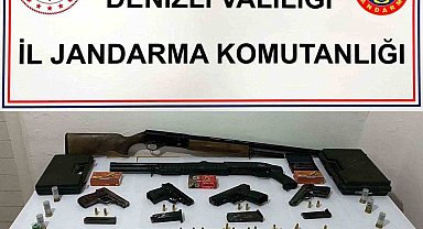 Denizli'de bir eve düzenlenen operasyonda silah ve mühimmat ele geçirildi