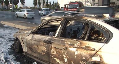 E-5'te araç yangını: Alev topuna dönen araba kullanılamaz hale geldi