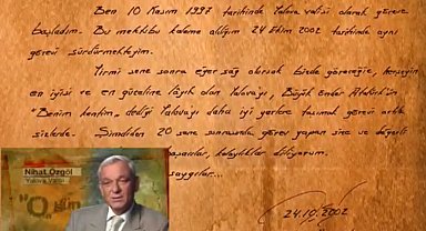 Eski validen mevcut valiye 21 yıl sonra ulaştırılan 100. yıl mektubu