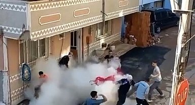 Gelin almayan gelen damada yangın tüplü müdahale