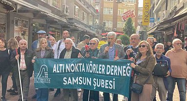 Görme engelli vatandaşlardan Dünya Beyaz Baston ve Körler Günü'nde yürüyüş