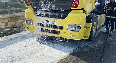 Hatay'da bir tır alev aldı