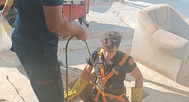 Kuyuya düşen köpeği itfaiye kurtardı
