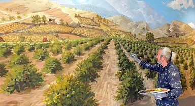 Meşhur üzüm bağları, duvarda sanat eserine dönüştü