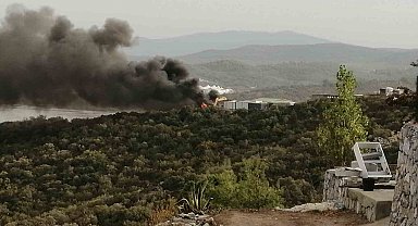 Milas'ta işçilerin kaldığı inşaat konteynerleri alev aldı